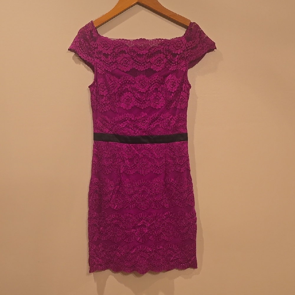 Adrianna Papell Purple Lace Dress